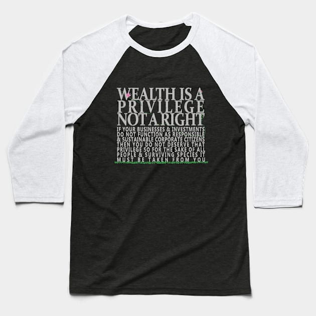 Wealth Is A Privilege Baseball T-Shirt by YouAreHere